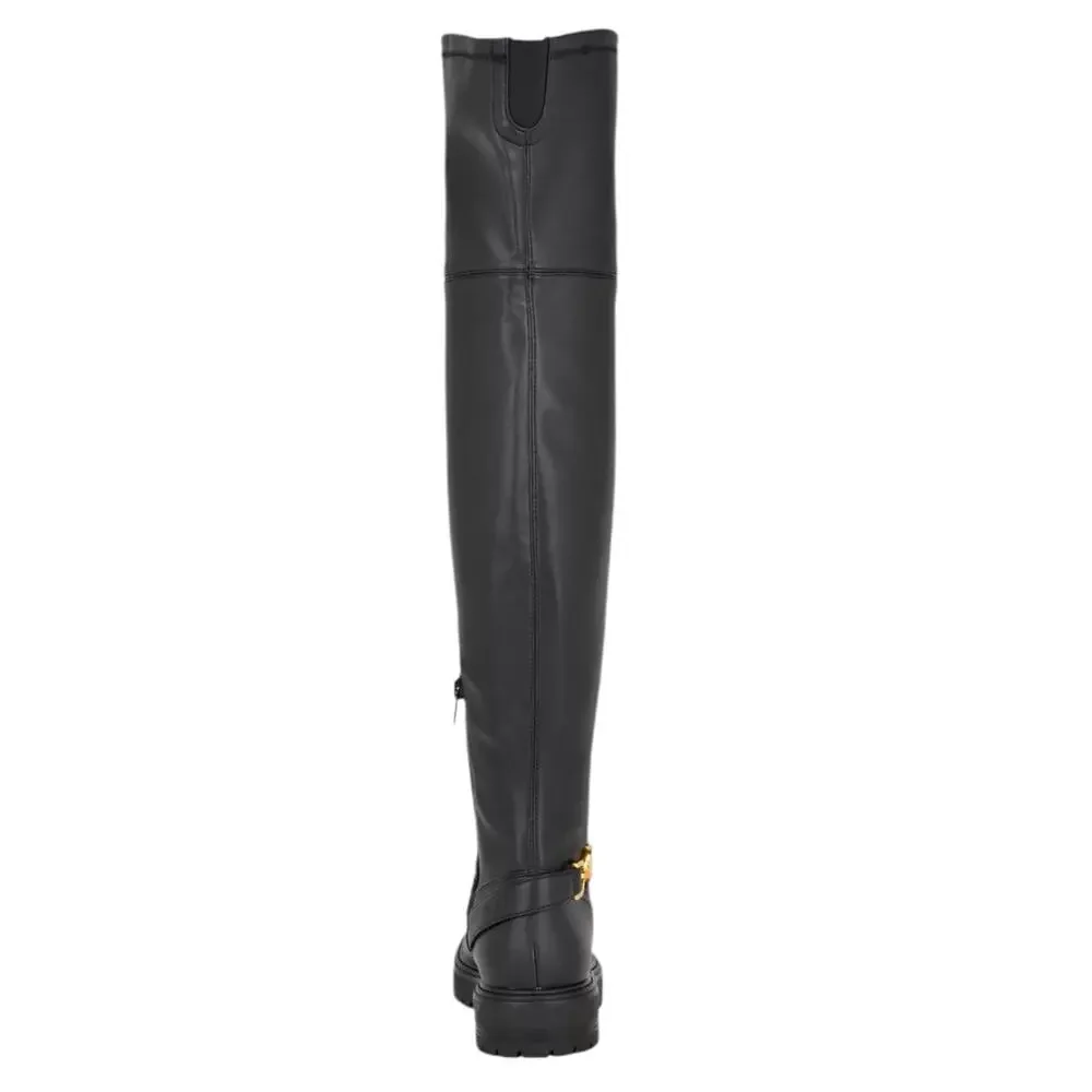 Guess Womens Jellio Over The Knee Lug Sole Ornament Strap Boots Black Size 7 1/2